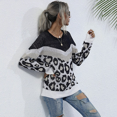 Jersey de Punto con Estampado Leopardo y Costura Decorativa para Mujer - Image 7