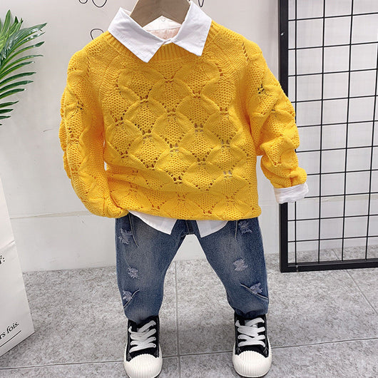 Conjunto Infantil 3 Piezas: Suéter Estampado, Remera y Jeans - Image 6