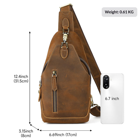 Bolsa de Pecho Ma Pi Cuero Genuino Vintage - Mochila Cruzada Estilo Commuter con Cierre de Candado - Image 2