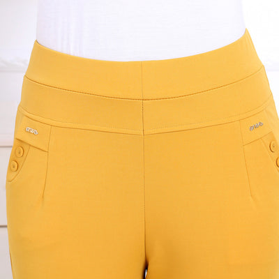 Pantalones Casuales de Cintura Alta en Colores Lisos - Image 3