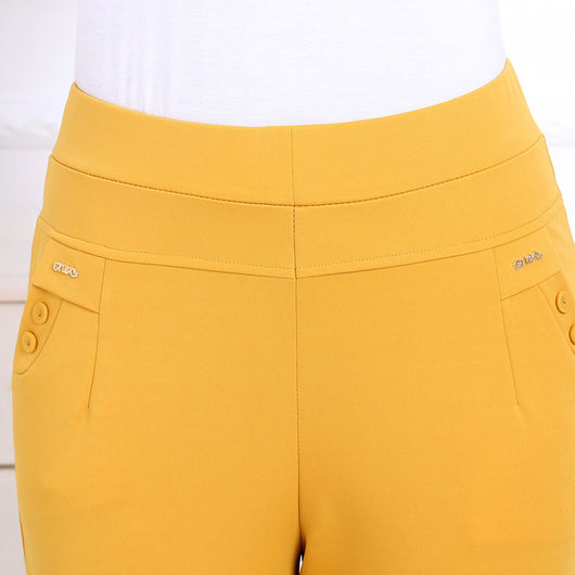 Pantalones Casuales de Cintura Alta en Colores Lisos - Image 3