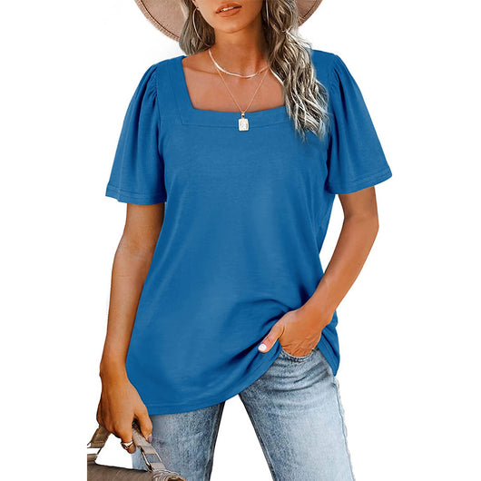 Camiseta de Cuello Cuadrado con Rayas Fruncidas para Mujer - Image 39