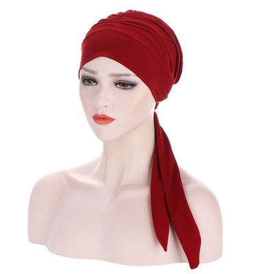 Turbante Largo con Lazo de Cristal de Cáñamo en Color Puro - Image 5