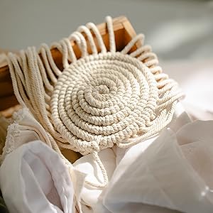 Canasta Tejida de Algodón Beige con Asa - Organizador Versátil para el Hogar - Image 17