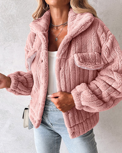 Cardigan Corto de Terciopelo con Rayas Hundidas y Solapa - Image 8