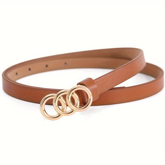 Cinturón Fino Minimalista de 3 Anillos Retro para Mujer - Image 3