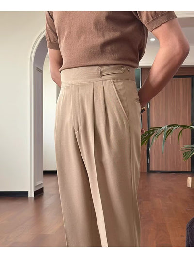 Pantalones Casuales Retro de Cintura Alta Corte Recto para Hombre - Image 15