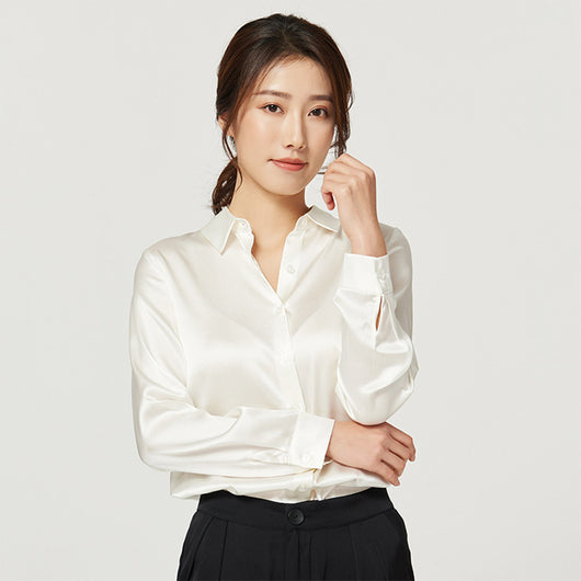 Blusa de Seda Satinada Manga Larga para Mujer - Image 9