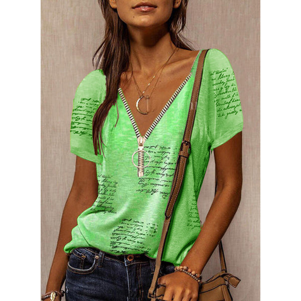 Blusa Casual para Mujer con Cuello en V y Estampado