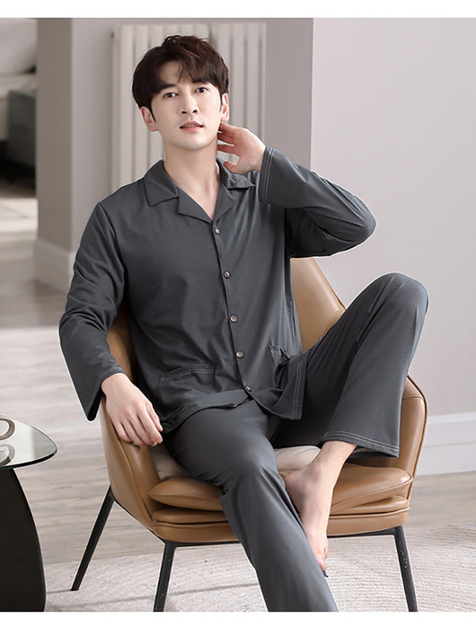 Pijama Cardigan Modal para Hombre - Conjunto Casual de Descanso - Image 22