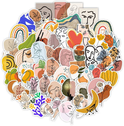 A large collection of bohemian-style stickers featuring rainbows, flowers, animals, and inspirational quotes like "be a kind human" and "choose happy." - Image 8