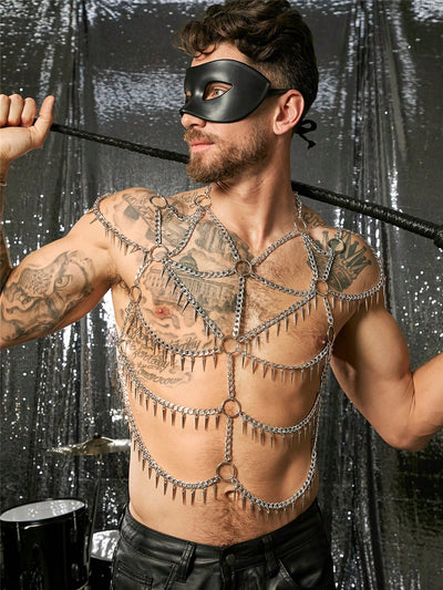 Cadena Corporal Masculina Multicapa con Borlas - Estilo Halter - Image 10