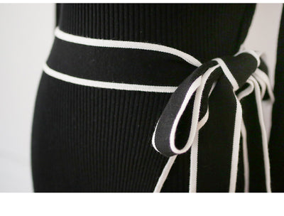 Vestido Suéter Tejido con Escote Cruzado y Cordones - Image 3