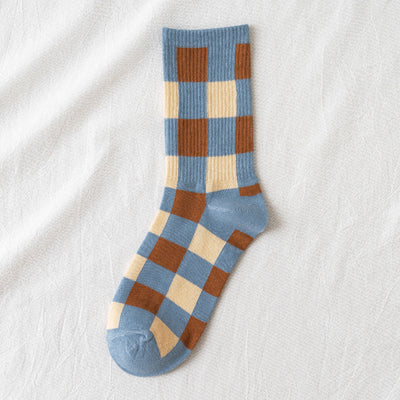 Calcetines de Algodón para Mujer con Diseño Cuadros Azul Británico - Image 14