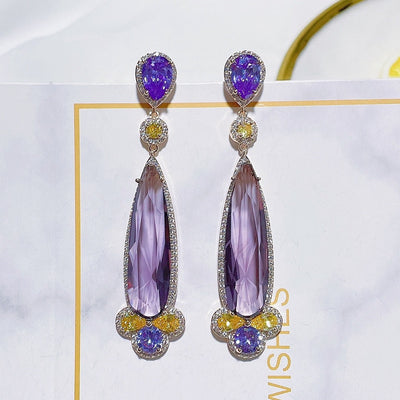 Aretes Largos de Gota Floral con Circonita Microincrustada - Image 9