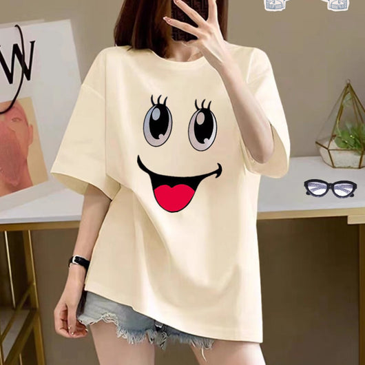 Playera Estampada de Algodón con Diseño Cartoon para Mujer