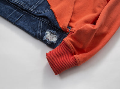 Sudadera con Capucha Denim Lavado Medio y Costuras Decorativas para Hombre - Image 7