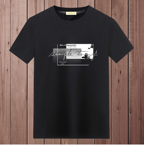 Camiseta Suelta de Algodón para Hombre de Manga Corta