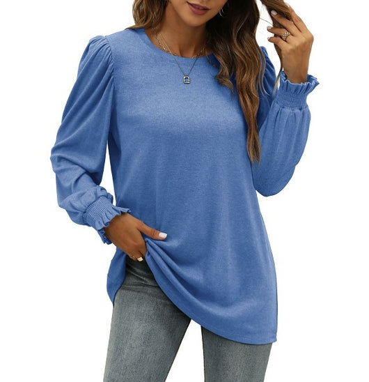 Blusa Elegante con Cuello Redondo y Mangas Abullonadas para Mujer - Image 22