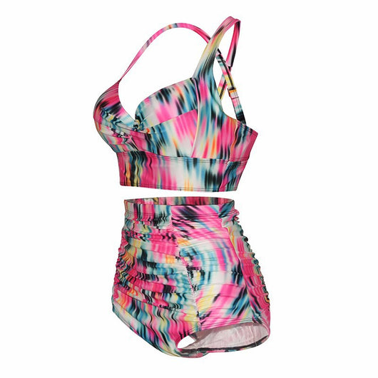 Bikini Estampado Push Up Cintura Alta Talla Grande Multicolor para Mujer - Image 15