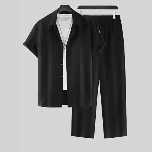 Camisa Ejecutiva a Rayas con Solapa y Pecho Estructurado para Hombre - Image 3