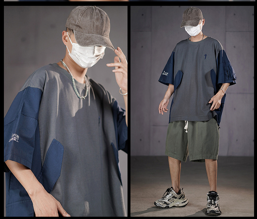 Camiseta Básica Manga Corta Suelta para Hombre - Image 7