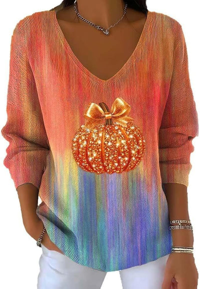 Suéter Cuello V Manga Larga con Impresión 3D Digital para Mujer - Image 6