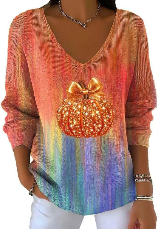 Suéter Cuello V Manga Larga con Impresión 3D Digital para Mujer - Image 6