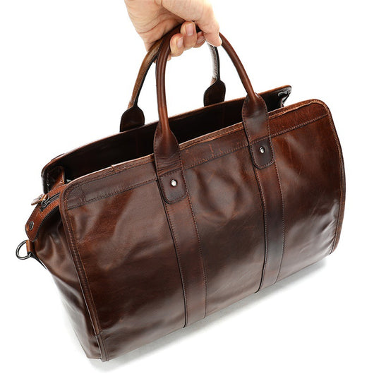 Bolso de Viaje Retro en Cuero Genuino con Gran Capacidad - Image 11