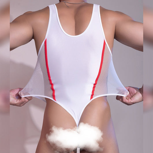 Body de Malla Transparente para Hombre con Acabado Brillante y Elástico - Image 4