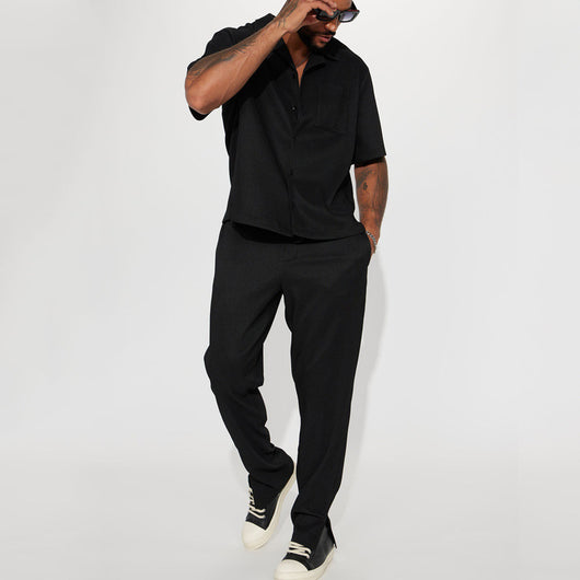 Traje Casual Suelto con Solapas Anchas y Pantalón Corto para Hombre - Image 4
