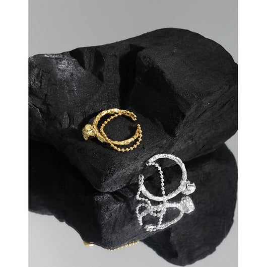 Anillo de Cadena con Cuentas Geométricas Textura Lava - Image 5