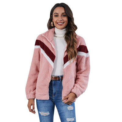 Chaqueta de Punto Alto Rayas Bolsillos Cierre Forro Suave - Image 3