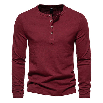 Camiseta Manga Larga Hombre Bambú Algodón Cuello Henley Botones - Image 4