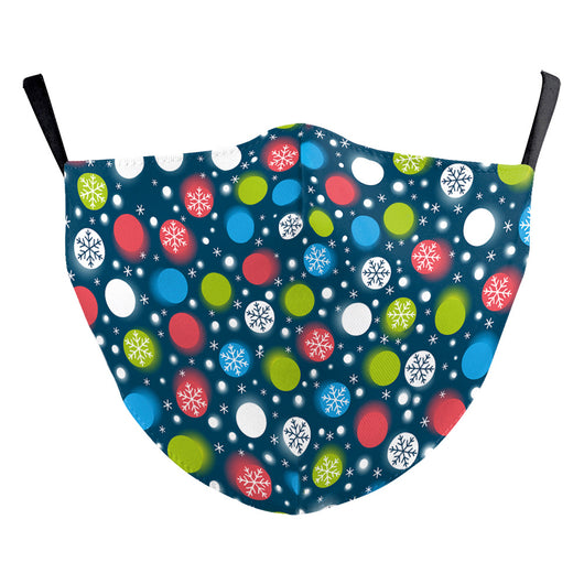 Christmas Santa Claus dustproof face mask with a red hat, white beard, and glasses on a blue and green background. - Image 14