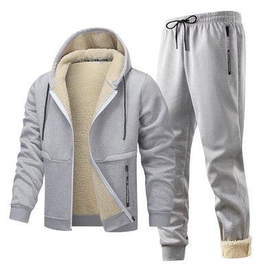 Conjunto de Abrigo Acolchado para Hombre con Sudadera con Capucha y Chaqueta Forrada