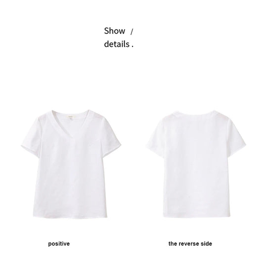 Camiseta de Lino Puro Cuello V Mujer - Diseño Minimalista - Image 14