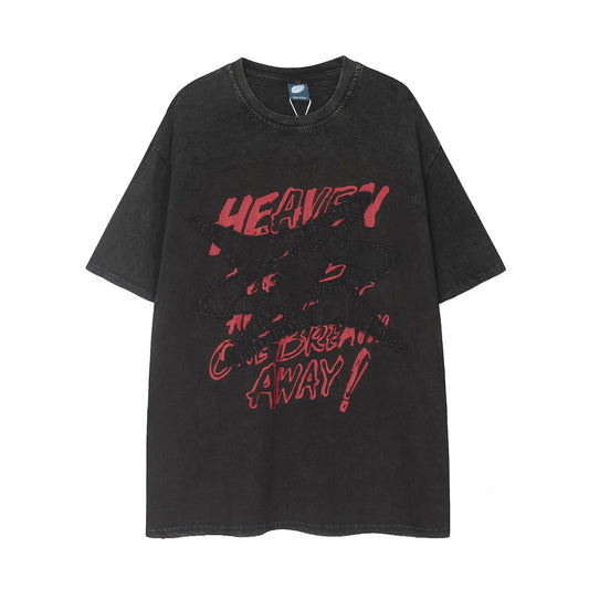 Camiseta Unisex Vintage Desgastada con Bordado - Estilo Retro para Hombre y Mujer
