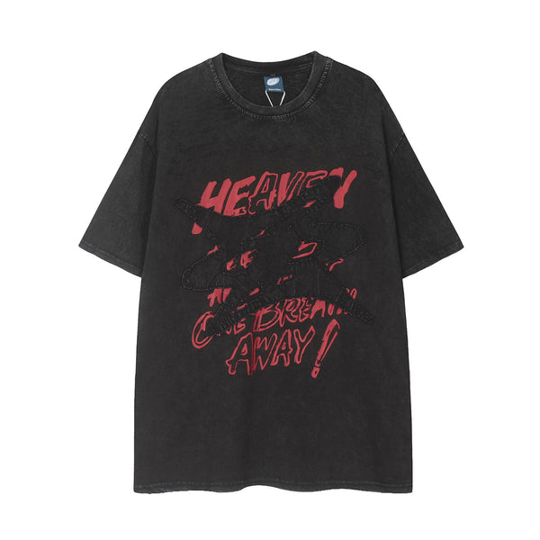 Camiseta Unisex Vintage Desgastada con Bordado - Estilo Retro para Hombre y Mujer