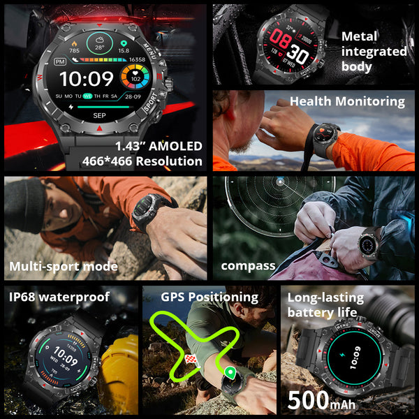 Reloj Deportivo GPS con Brújula, Altímetro y Barómetro