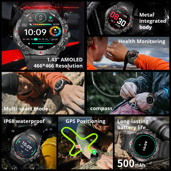 Reloj Deportivo GPS con Brújula, Altímetro y Barómetro