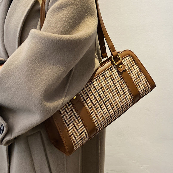 Bolso Axilar Pied de Poule Asimétrico para Mujer