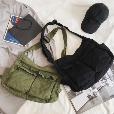 Bolsa Mensajera Canvas Unisex de Gran Capacidad con Múltiples Compartimentos - Image 8