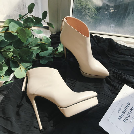 Botas de Cuero Tacón Stiletto Plataforma para Otoño e Invierno - Image 13