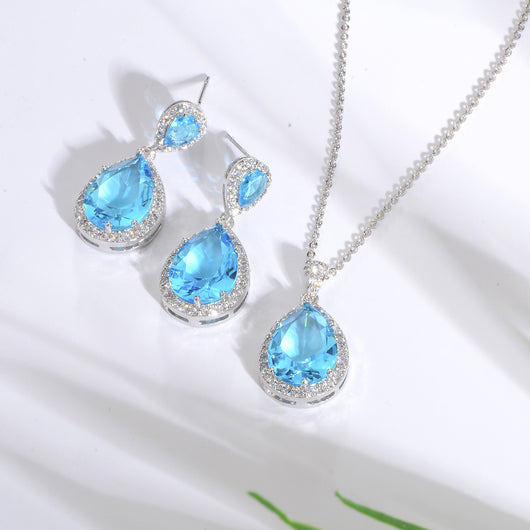 Conjunto de Collar y Aretes de Circonita Brillante para Novia - Joyería Elegante y Minimalista
