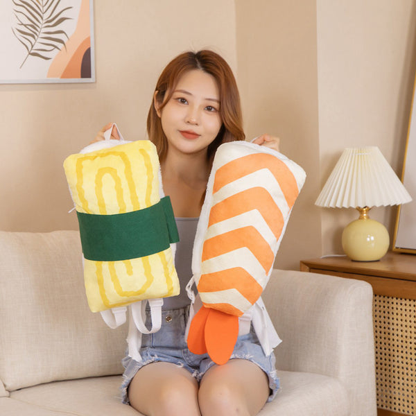 Mochila Infantil Diseño Camarón Sushi - Bolsa Mensajero Peluche