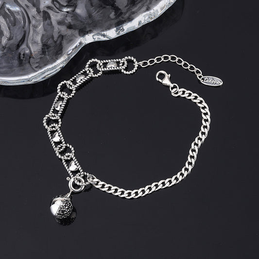 Pulsera Doble Capa Plata 925 Bola de Deseos Negro Hao