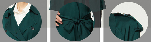 Abrigo Trench de Seda Doble Largo para Mujer - Image 12