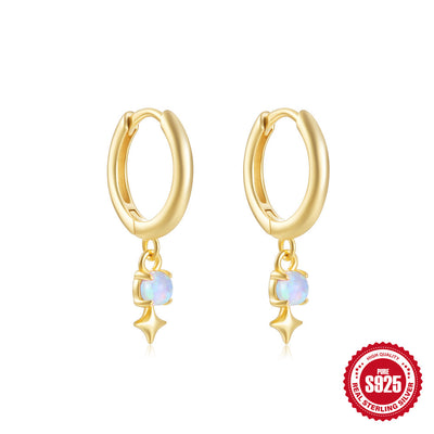 Aretes de Plata Esterlina S925 con Ópalo Azul y Diamantes - Diseño Europeo - Image 6