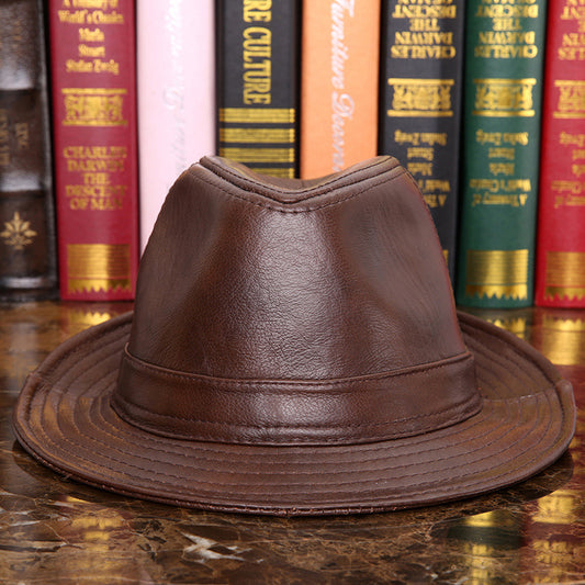 Gorra de Cuero Genuino con Visera Ancha para Hombre y Mujer